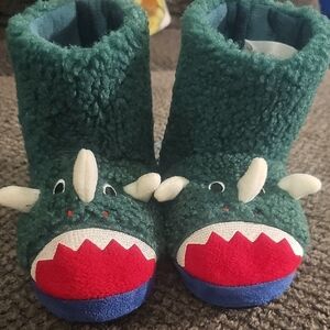 totes Green Dinosaur Kids Slippers